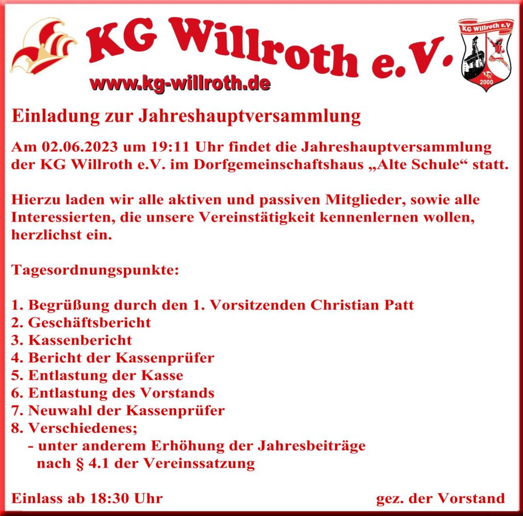 KG Willroth Einladung
